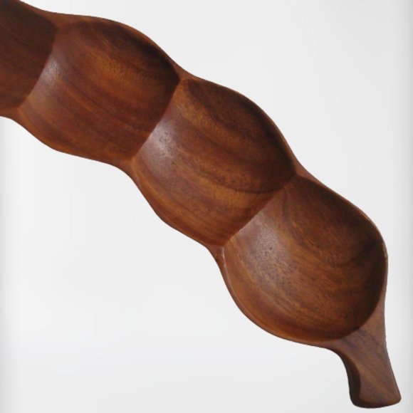 Vintage Large Wooden 4 Pod Snack Tray - Picture 4 of 7